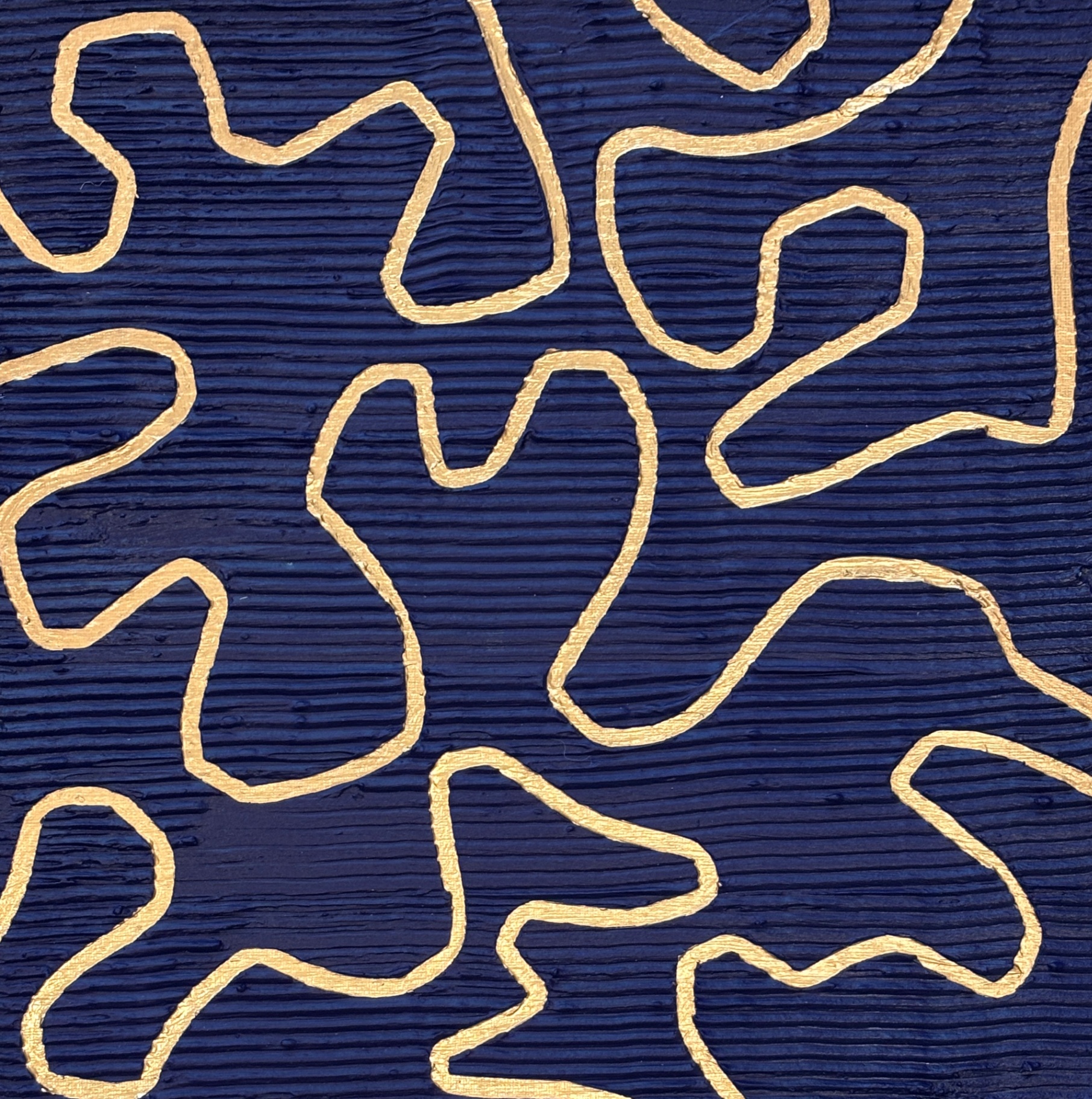 Textured work in joint compound; Lee in Cerulean