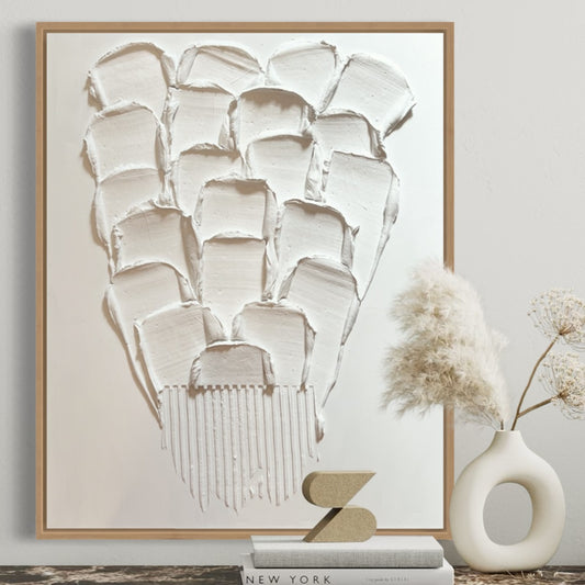 Botanic White - 24x30” Textured Art